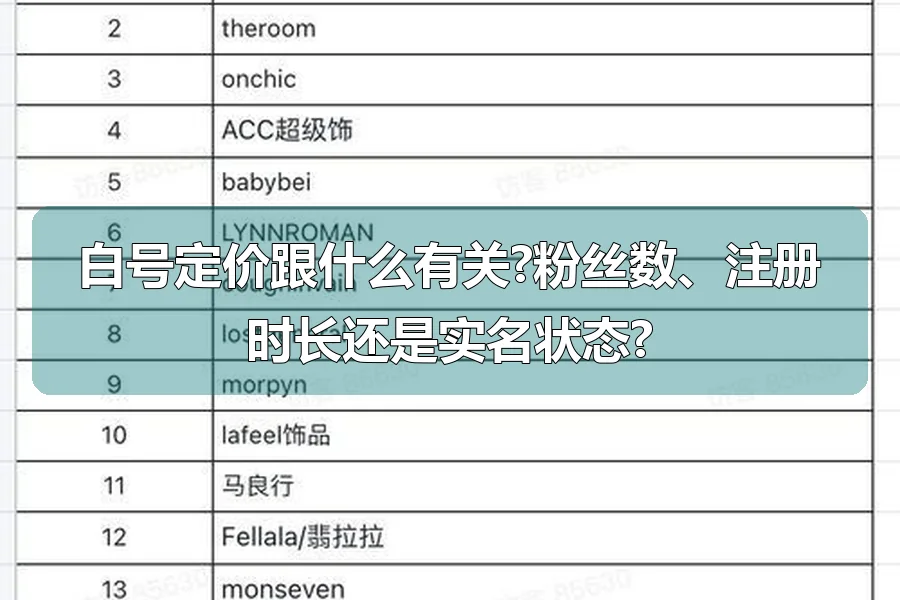 白号定价跟什么有关?粉丝数、注册时长还是实名状态?